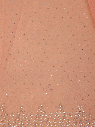 Peach Sequins Design Satin Saree - Diadem