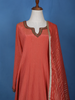 Peach Solid Zardosi Worked Semi Silk Salwar Suit