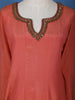 Peach Solid Zardosi Worked Semi Silk Salwar Suit