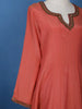 Peach Solid Zardosi Worked Semi Silk Salwar Suit