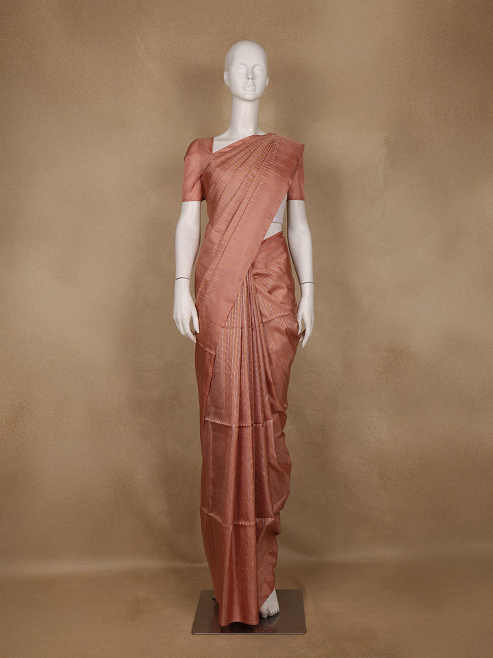 Peach Striped Design Soft Silk Saree - Diadem