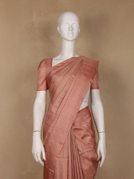 Peach Striped Design Soft Silk Saree - Diadem
