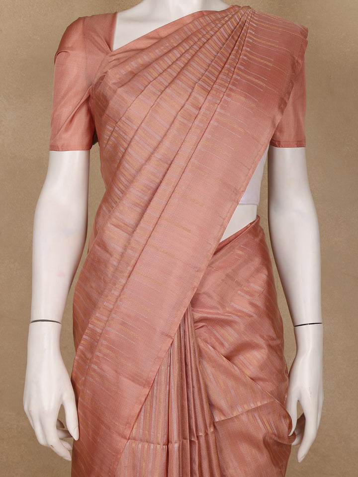 Peach Striped Design Soft Silk Saree - Diadem