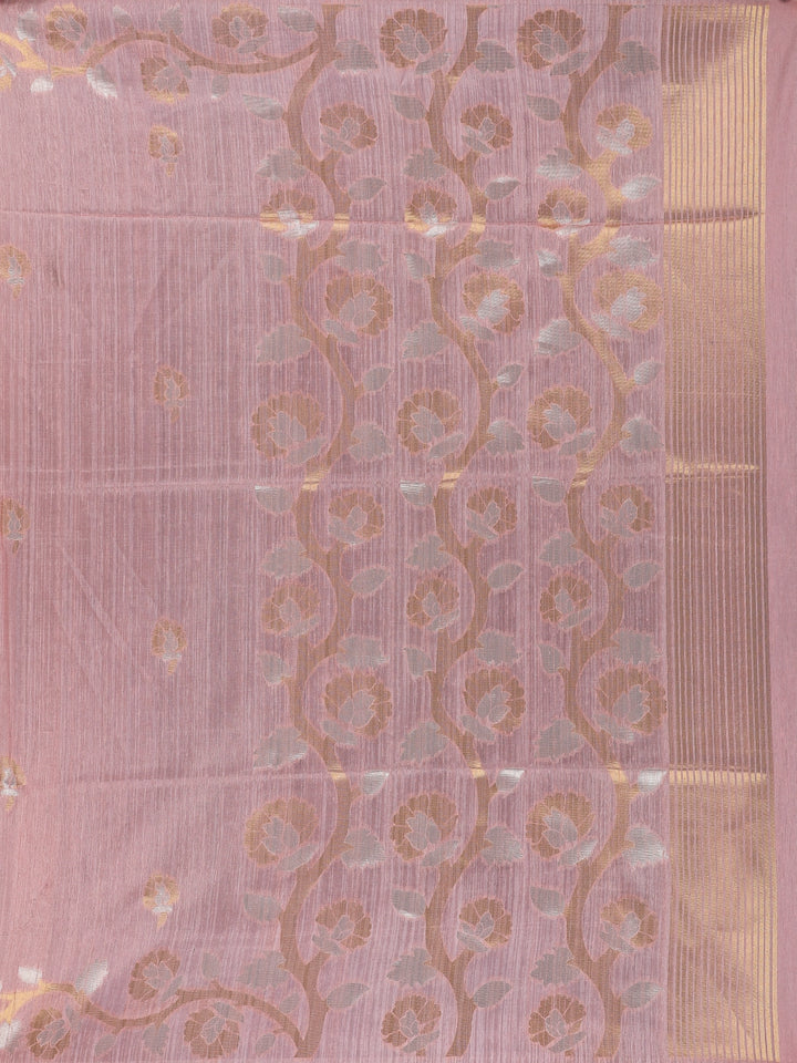 Peach floral Design Semi Tissue Saree - Diadem