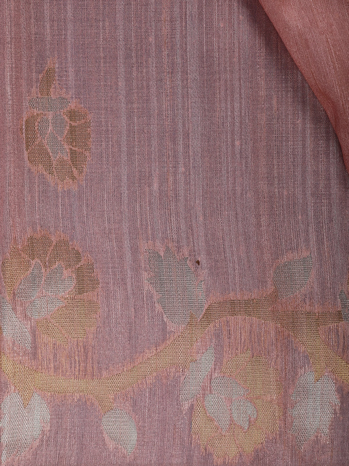 Peach floral Design Semi Tissue Saree - Diadem
