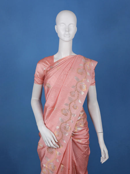 Peach floral Design Semi Tissue Saree - Diadem