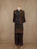 Peacock Blue Abstract Printed Cotton Palazzo Suit
