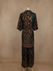 Peacock Blue Abstract Printed Cotton Palazzo Suit