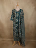 Peacock Blue Abstract Printed Design Cotton Straight Cut Salwar Suit with Dupatta