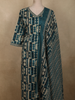 Peacock Blue Abstract Printed Design Cotton Straight Cut Salwar Suit with Dupatta