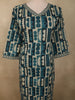 Peacock Blue Abstract Printed Design Cotton Straight Cut Salwar Suit with Dupatta