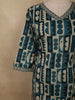 Peacock Blue Abstract Printed Design Cotton Straight Cut Salwar Suit with Dupatta