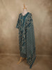 Peacock Blue Abstract Printed Design Cotton Straight Cut Salwar Suit with Dupatta