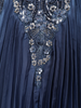 Peacock Blue Beads Embroidered Design Satin Gown with Ruffle Dupatta