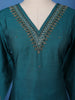 Peacock Blue Beads Embroidered Silk Salwar Suit - Diadem