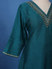 Peacock Blue Beads Embroidered Silk Salwar Suit - Diadem