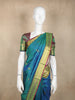 Peacock Blue Butta Design Woven Pure Kanchipuram Silk Saree