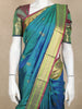 Peacock Blue Butta Design Woven Pure Kanchipuram Silk Saree