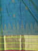 Peacock Blue Butta Design Woven Pure Kanchipuram Silk Saree