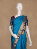 Peacock Blue Butta Design Woven Pure Kanchipuram Silk Saree