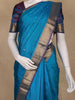 Peacock Blue Butta Design Woven Pure Kanchipuram Silk Saree