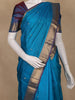 Peacock Blue Butta Design Woven Pure Kanchipuram Silk Saree