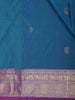 Peacock Blue Butta Woven Design Pure Kanchipuram Silk Saree with Contrast Royal Purple Border