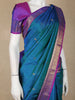 Peacock Blue Butta Woven Design Pure Kanchipuram Silk Saree with Contrast Royal Purple Border