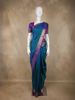 Peacock Blue Butta Woven Design Pure Kanchipuram Silk Saree with Contrast Royal Purple Border
