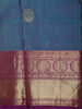 Peacock Blue Butta Woven Design Pure Kanchipuram Silk Saree with Contrast Zari Border