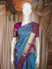 Peacock Blue Butta Woven Design Pure Kanchipuram Silk Saree with Contrast Zari Border