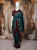 Peacock Blue Butta Zari Woven Design Pure Kanchipuram Silk Saree with Contrast Zari Border