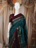 Peacock Blue Butta Zari Woven Design Pure Kanchipuram Silk Saree with Contrast Zari Border