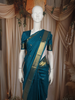 Peacock Blue Butta Zari Woven Design Pure Kanchipuram Silk Saree with Peacock Zari Border
