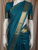 Peacock Blue Butta Zari Woven Design Pure Kanchipuram Silk Saree with Peacock Zari Border