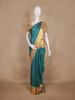 Peacock Blue  Checked Woven Kanchipuram Silk Saree