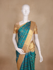 Peacock Blue  Checked Woven Kanchipuram Silk Saree