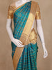 Peacock Blue  Checked Woven Kanchipuram Silk Saree