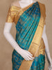 Peacock Blue  Checked Woven Kanchipuram Silk Saree