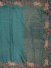 Peacock Blue Checked Zari Embroidered Design Pure Tussar Party Wear Saree with Motif Border