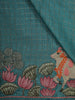 Peacock Blue Checked Zari Embroidered Design Pure Tussar Party Wear Saree with Motif Border
