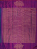 Peacock Blue Checked Zari Woven Design Pure Kanchipuram Silk Saree with Contrast Floral Butta Zari Border