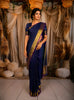 Peacock Blue Checked Zari Woven Design Pure Kanchipuram Silk Saree with Zari Border