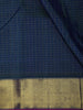 Peacock Blue Checked Zari Woven Design Pure Kanchipuram Silk Saree with Zari Border