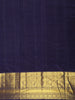 Peacock Blue Checked  and Peacock Zari Woven Design Pure Kanchipuram Silk Saree with Contrast Zari Border