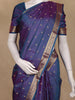 Peacock Blue Diamon Design Woven Pure Kanchipuram Silk Saree
