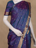 Peacock Blue Diamon Design Woven Pure Kanchipuram Silk Saree