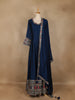 Peacock Blue Embroidered Silk Anarkali Gown