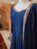 Peacock Blue Embroidered Silk Anarkali Gown