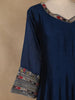 Peacock Blue Embroidered Silk Anarkali Gown